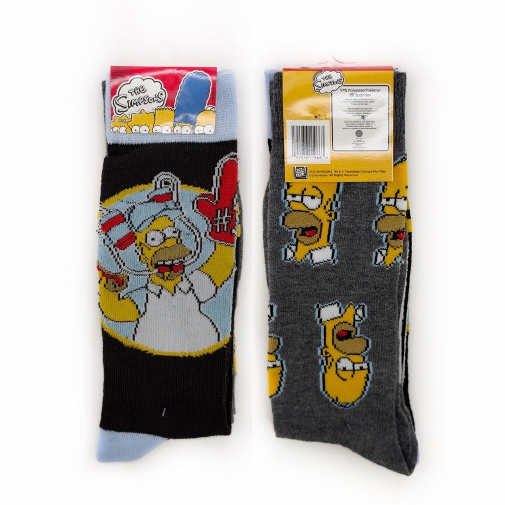 The Simpsons Crew Socks Mens Womens Homer Simpson Funny Gift 90s Y2K NWT New